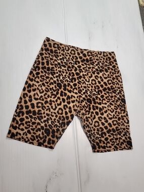 Leopard Print High Waisted Biker Shorts Womens Medium Large Animal Print Yoga